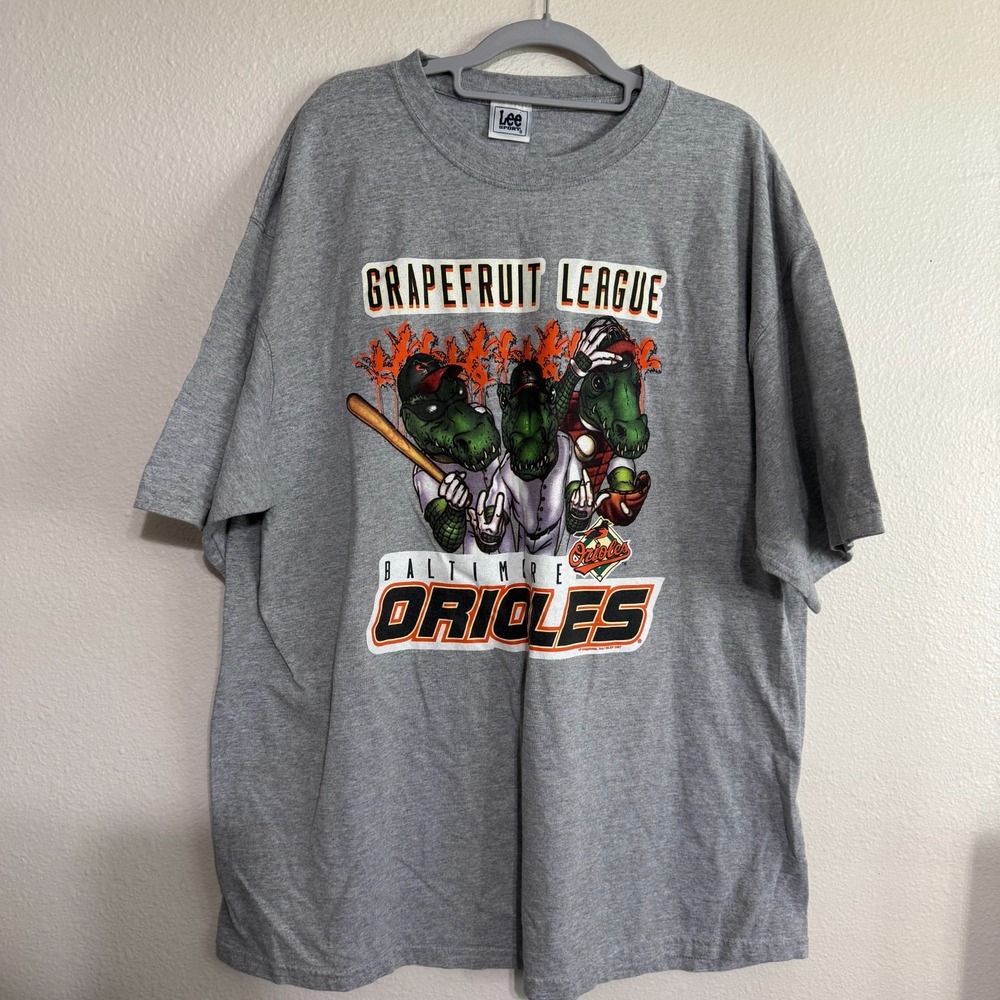 Baltimore Orioles Grapefruit League Lee T-Shirt Men 2XL‎ Gray MLB Baseball Y2K